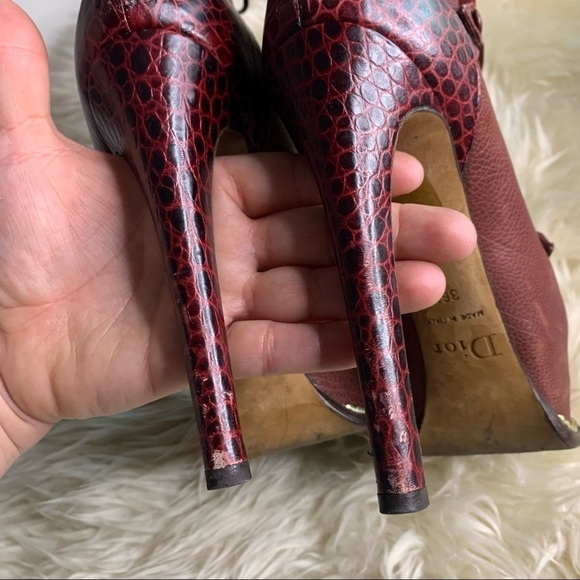 AUTHENTIC DIOR BORDEAUX DUCHESSE CROC CORSET PLATFORM ANKLE BOOT SZ 6.5 - Picture 9 of 11